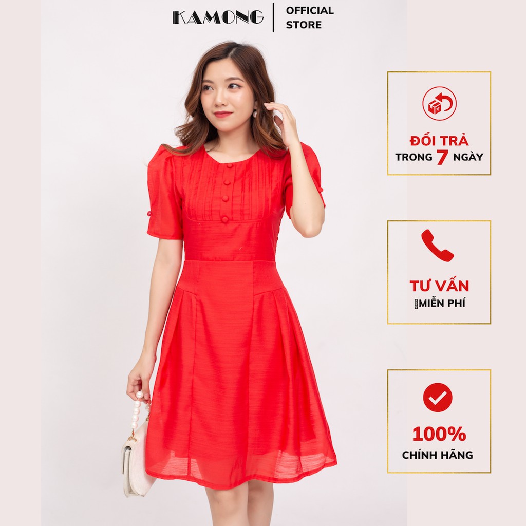 Đầm xếp ly đính nút KAMONG D133 | BigBuy360 - bigbuy360.vn