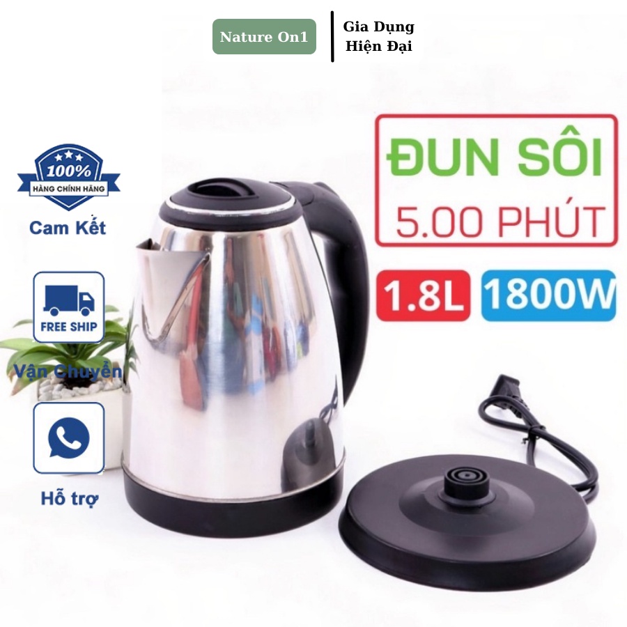 Ấm Siêu Tốc Inox Cao Cấp Dung Tích 1,8L Tiết Kiệm Điện Năng Bền Đẹp An Toàn Sử Dụng