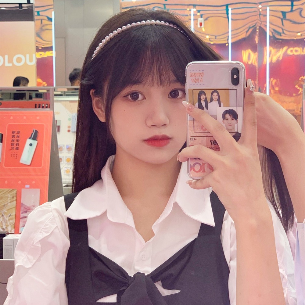 Băng Đô Cài Tóc Co Giãn Đính Ngọc Trai Lấp Lánh Chống Trượt Phong Cách Hàn Quốc Tinh Tế Cho Nữ Khi Tắm Rửa Mặt