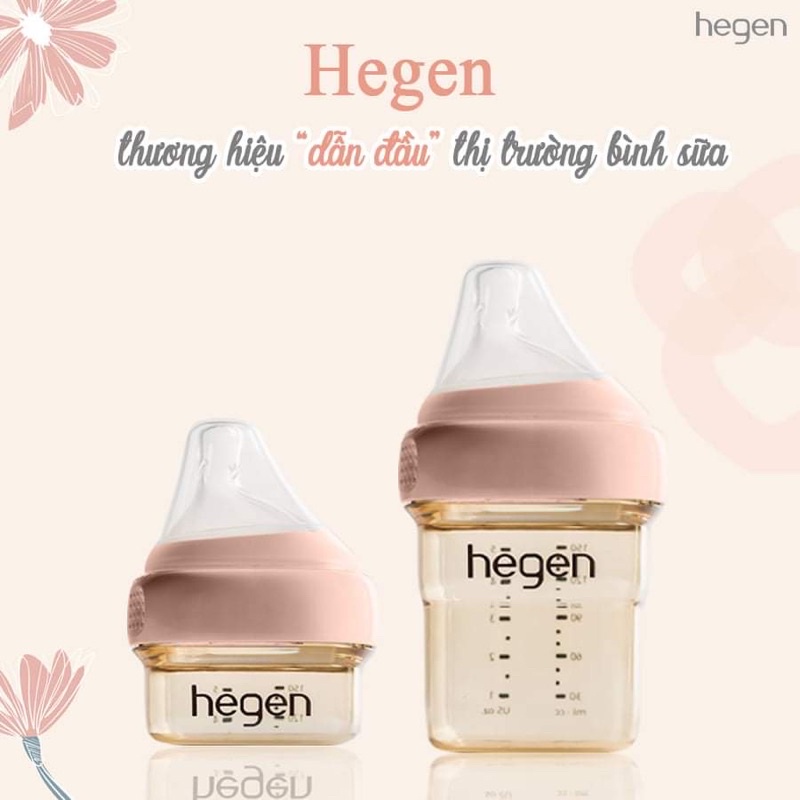 Bộ nắp và cổ nối bình sữa Hegen thay thế xanh/hồng/ghi