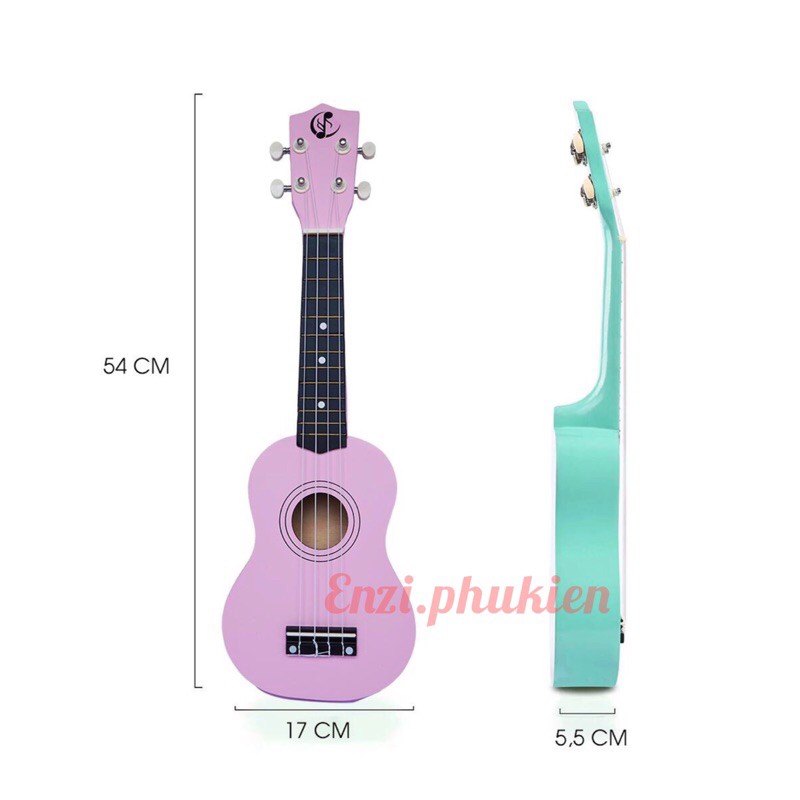 Đàn ukulele soprano gỗ xịn nhiều màu sắc size 21 inch hàng cao cấp Enzi