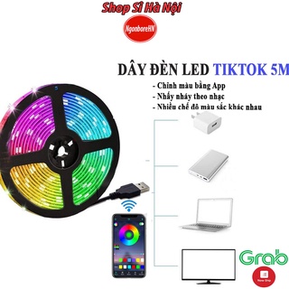 Đèn led trang trí, quay Tiktok 5m RGB 16 triệu màu điều khiển bằng App điện thoại, nháy theo nhạc, cuộn dây led đổi màu