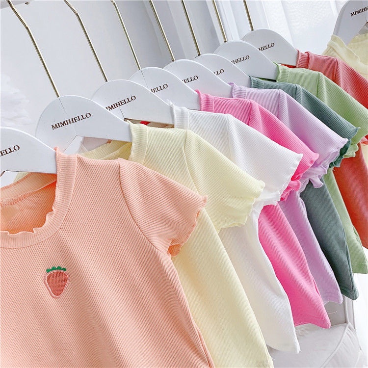 Áo thun tay ngắn phong cách Hàn Quốc thời trang mùa hè 2021 mới cho bé gái