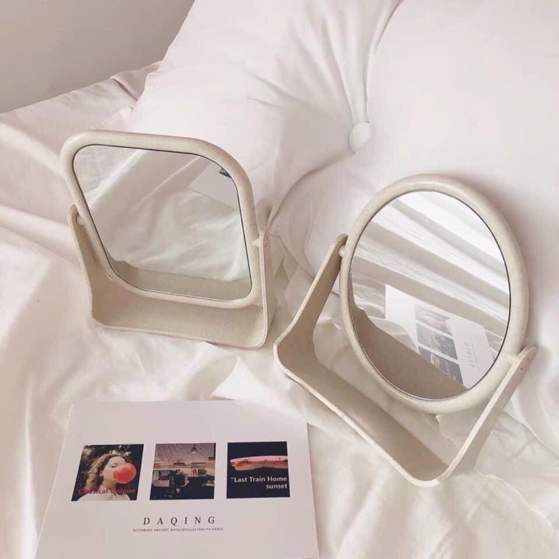 Gương soi mini để bàn xoay 360 độ