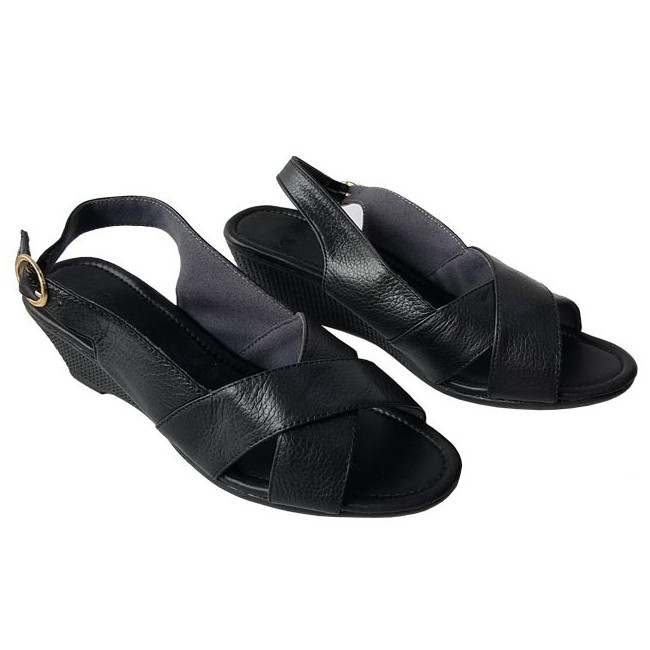 Giày sandal đế xuồng nữ da bò thật BIGGBEN 5 phân HKD437