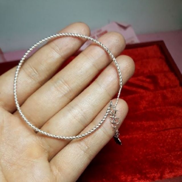 VÒNG TAY Lõi BẠC  Chỉ Bạc TỰ XỎ LU THỐNG HẠT ĐÁ ( không đá)