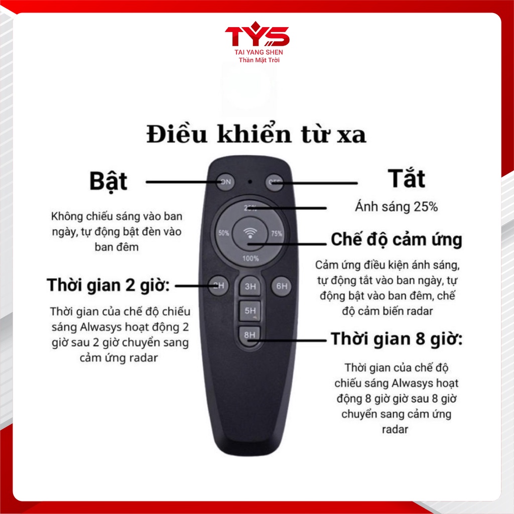 Đèn Năng Lượng Mặt Trời Liền Thể 1000w 600w 500w,400w cảm biến thông minh, chính hãng GD - Đèn Năng Lượng TYS