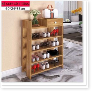 Kệ giày gỗ 5 tầng cao cấp, giá để giày dép đa năng