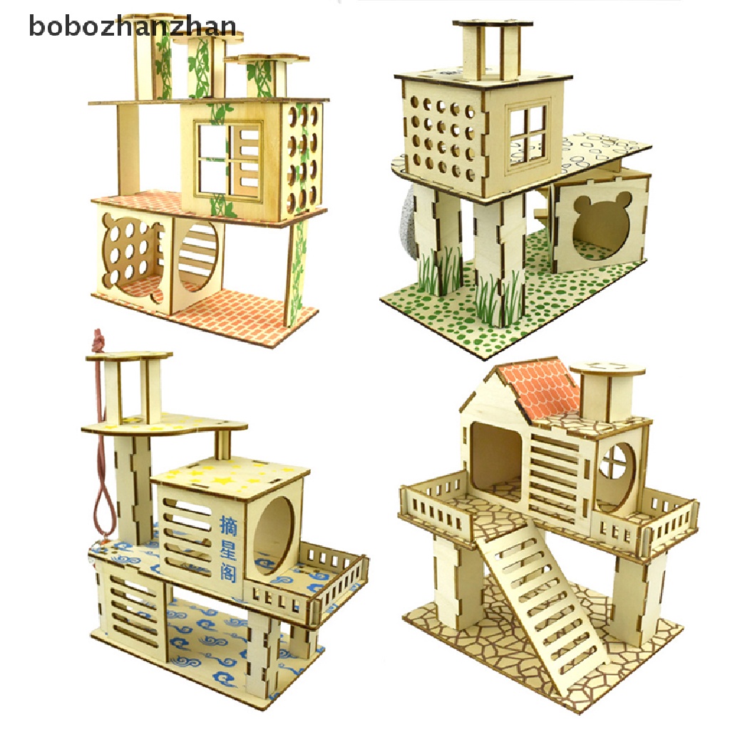 Đồ chơi nhà villa leo trèo bằng gỗ trốn tìm cho chuột hamster
