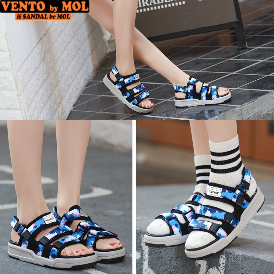 Giày sandal Vento unisex nam nữ 3 quai ngang có quai hậu tháo rời cho cặp đôi mang đi học đi biển du lịch NV1001B3