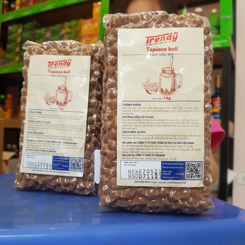 |SẴN| Trân Châu Đen Caramen TRENDY gói 1Kg- 12 tiếng không cứng BAO BÌ MỚI