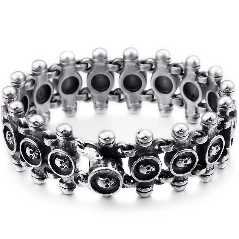 Vòng Đeo Tay Mặt Đầu Lâu 20mm Thời Trang Cá Tính Cho Nam