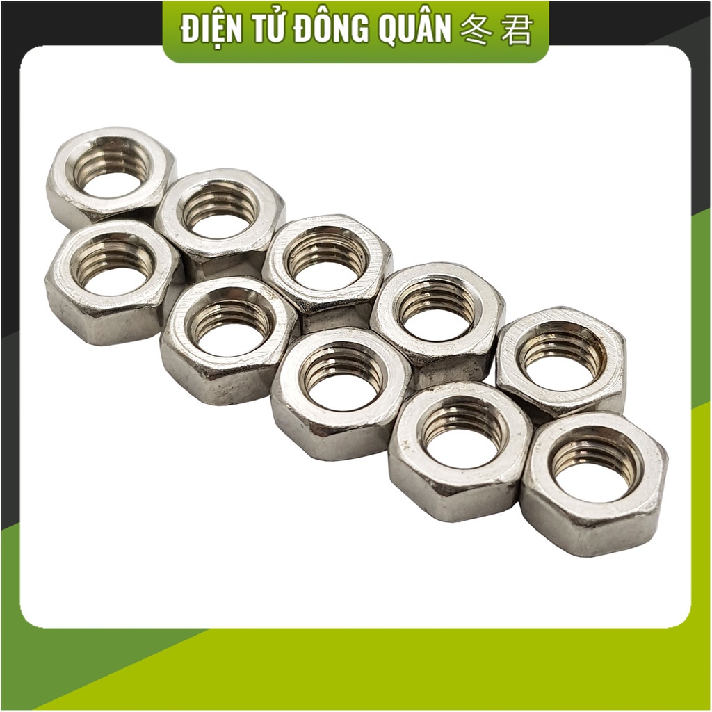 [HCM] Đai ốc M3 | M4 | M5 inox 201 (10 con)