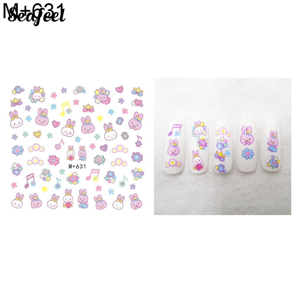 SF Animal Heart Star Bee Flower Nail Sticker Water Transfer Art Decor