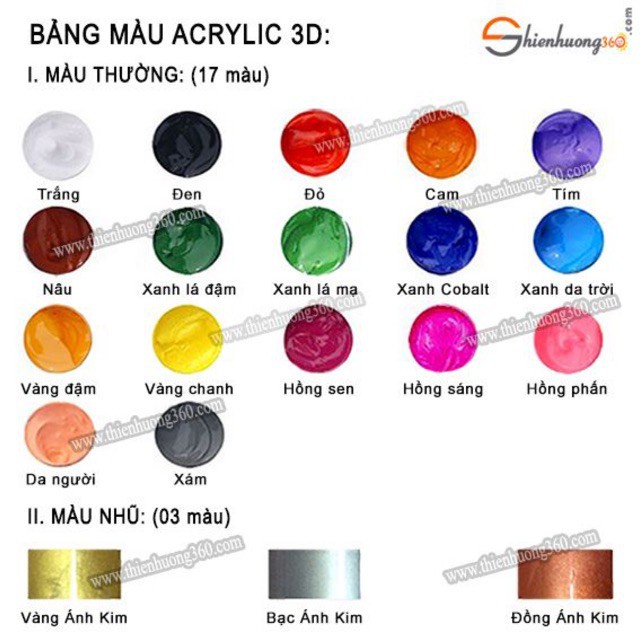 Màu acrylic 100ml(chọn màu ib shop)(bảng màu trừ nhũ)