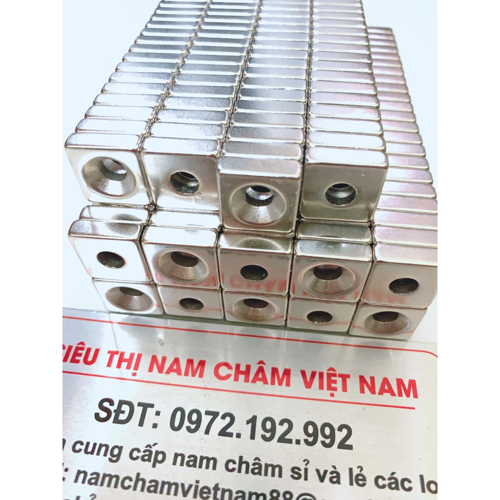 Nam châm lỗ vít 15x15x5 lỗ vát 6mm (NAM CHÂM ĐẤT HIẾM)