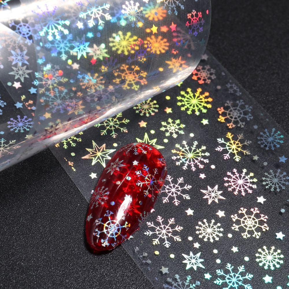 Bộ 10 Miếng Dán Móng Tay Chuyển Nước Họa Tiết Bầu Trời Sao|Vòng Hoa Trang Trí Giáng Sinh Xinh Xắn