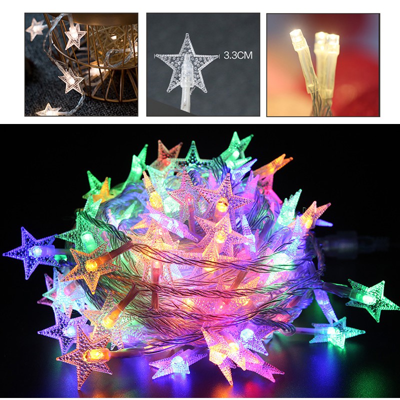 Đèn LED Trang Trí Hình Ngôi Sao, Trang Trí Noel, Tết