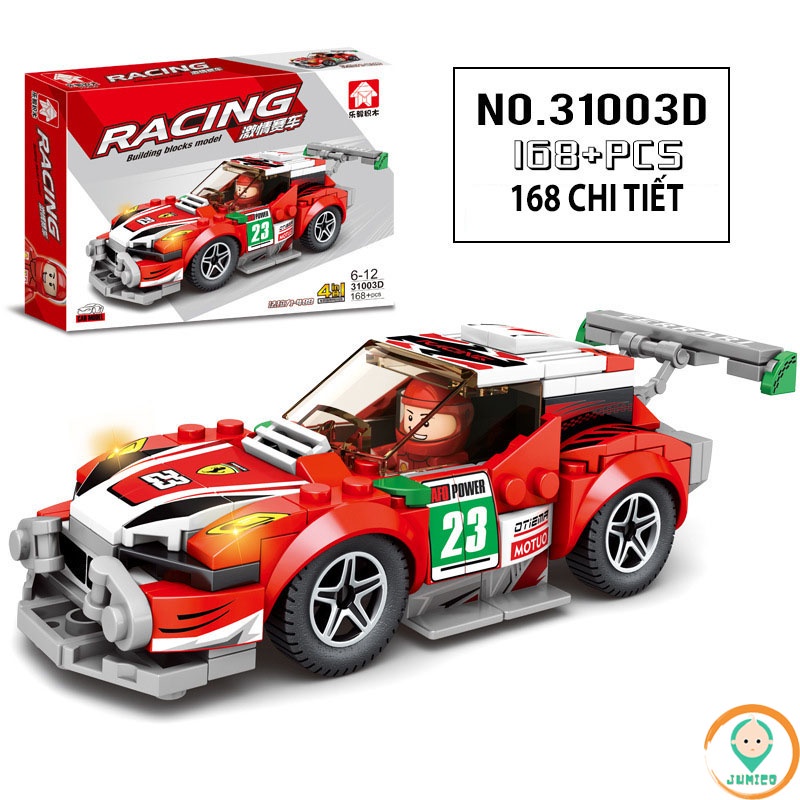 Đồ chơi xếp hình lắp ráp mô hình ô tô đua cho bé trai bé gái thông minh sáng tạo JUMICO LO