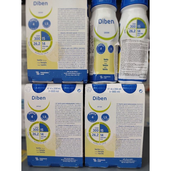 Sữa dinh dưỡng pha sẵn DIBEN DRINK VANILLA cho người đái tháo đường, chai 200ml, lốc 4 chai.