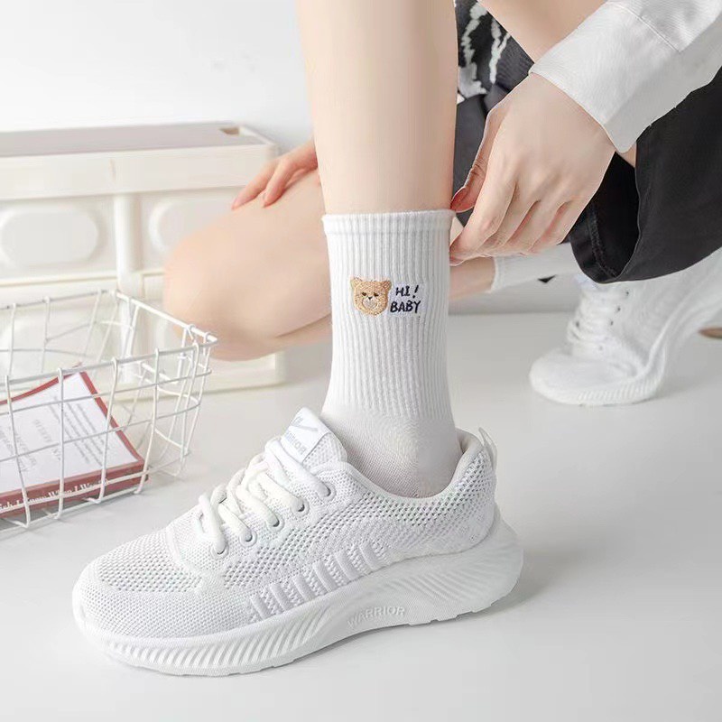Tất trơn gấu cổ cao Bluehope đen trắng nhiều kiểu dáng Hi Baby xinh xắn dễ thương TGDT