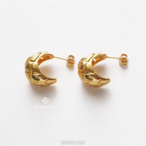 Bông tai nữ chuôi bạc 925 Eleanor Accessories viền cong phụ kiện trang sức tinh tế dễ thương