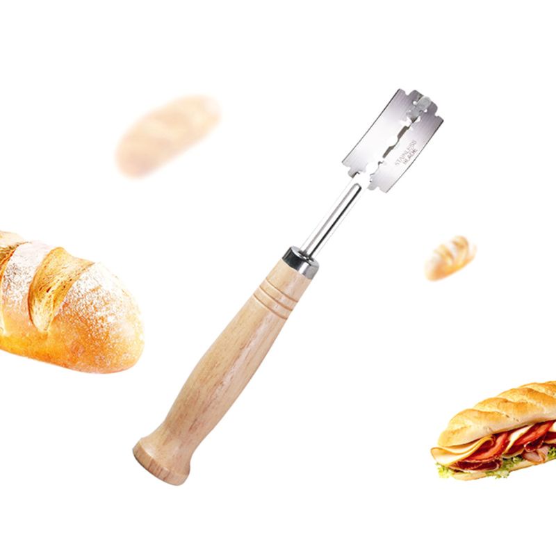 Set 4 dao cắt bánh mì dài tay cầm gỗ tiện dụng