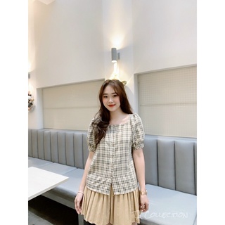 áo thô kẻ cúc gỗ