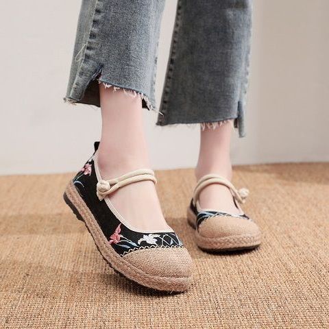 Giày Búp Bê Vải Lanh Thêu Hoa Xinh Xắn Size 35-41 5 Kiểu