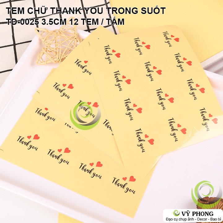 TEM DÁN STICKER TRONG SUỐT CHỮ THANK YOU TRONG SUỐT TRANG TRÍ BAO BÌ TÚI HỘP QUÀ TẶNG TD-0025