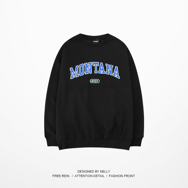 Áo sweater Nelly nỉ lót lông mềm in hình "MONTANA" áo nỉ