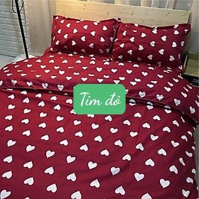 [sale sập sàn]Bộ Ga Gối 1m5x2m Vải Cotton Poly Mềm Mịn,được chọn mẫu hanhrui-tim đỏ