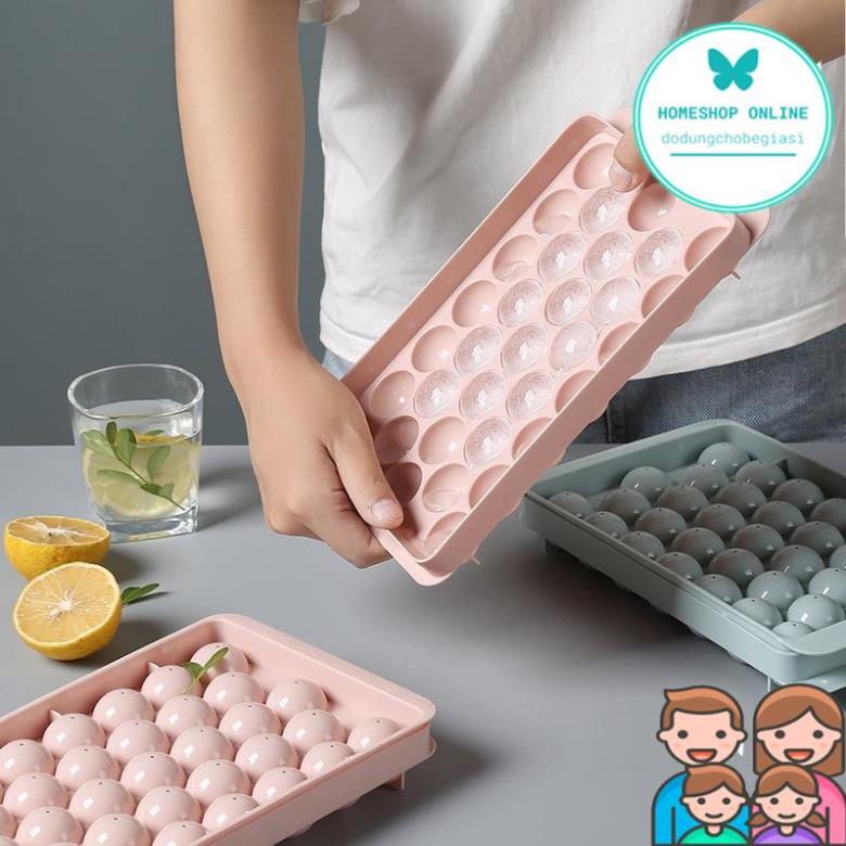 Khay Làm Đá Tròn Tủ Lạnh - Khuôn Làm Thạch Bi 33 Viên Giá Sỉ Dodungchobegiasi HomeShop Online