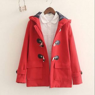 ÁO dạ túi vuông 3 khuy sừng màu đỏ