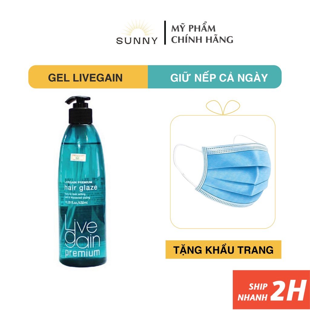 Gel tạo kiểu tóc xoăn Live Gain 450ml giữ nếp cả ngày, không gây bết dính, gel tạo kiểu tóc, chăm sóc tóc, gel livegain