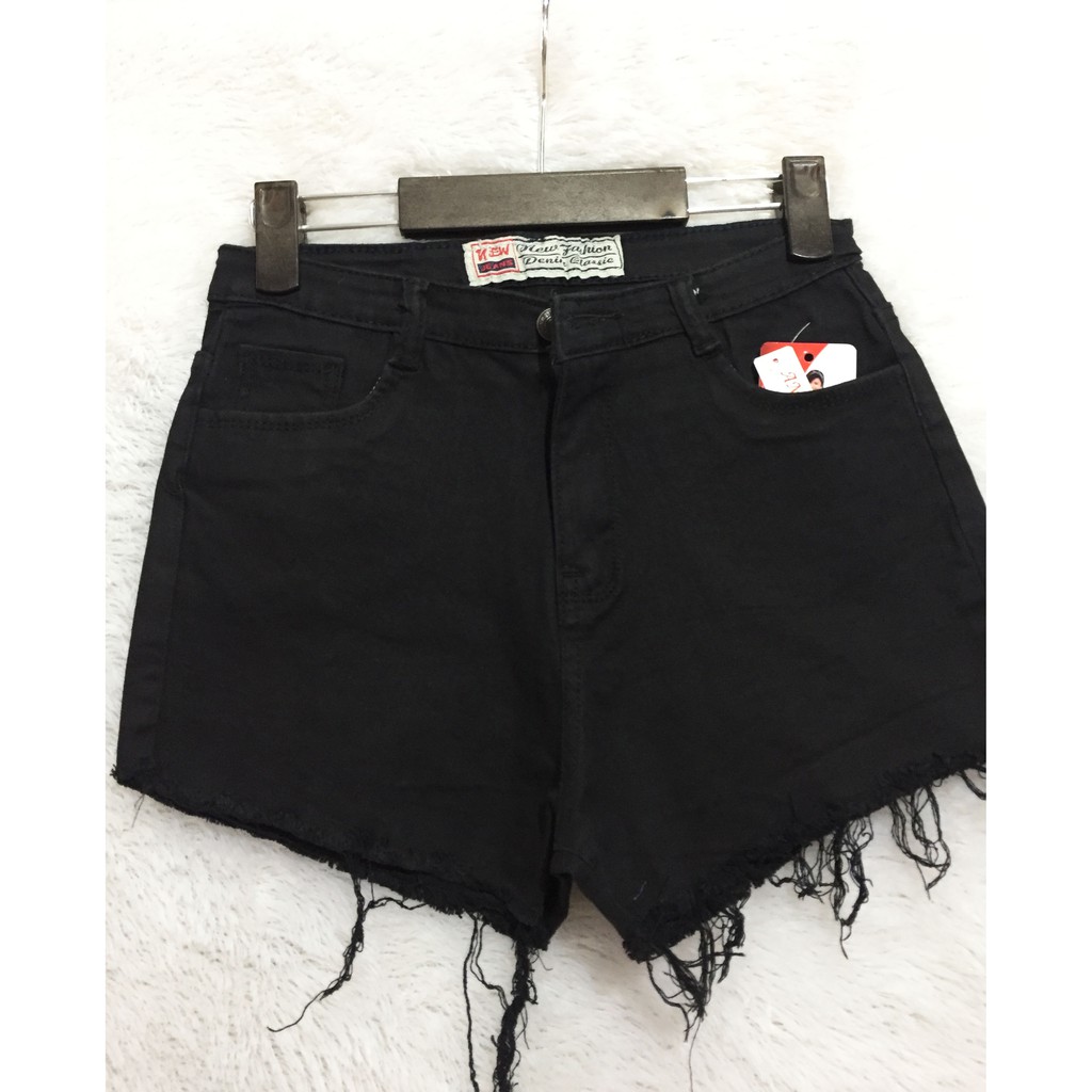QUẦN SHORTJEAN QUẦN ĐÙI JEAN ĐEN CO DÃN LƯNG CAO TƯA LAI