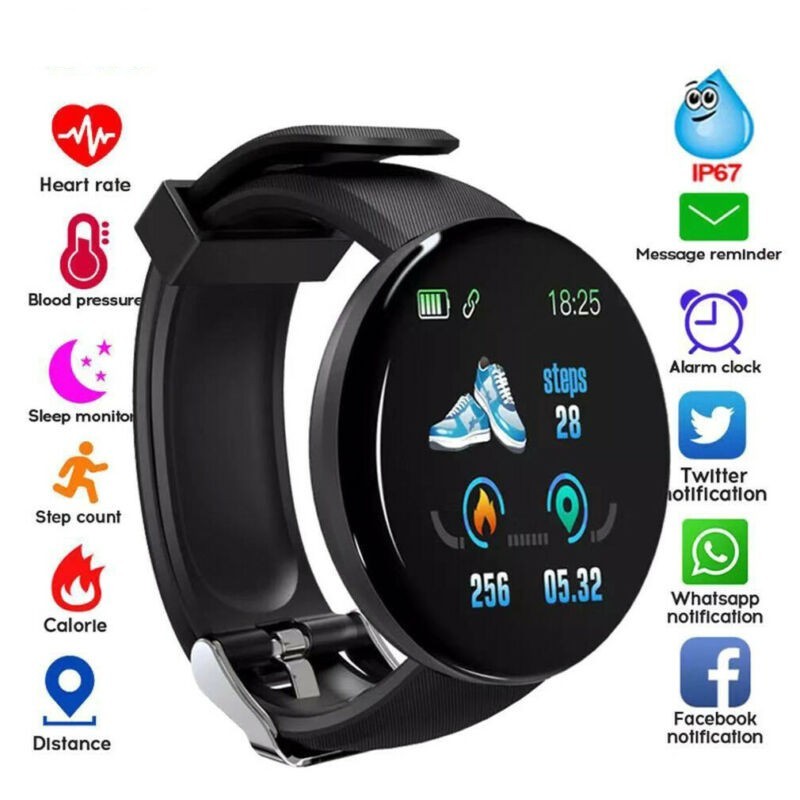 [ Ready Stock ] New Round Screen Smart Bracelet/ Smart Watches for Men Women / Smart Sport Heart Rate Oxygen Smart Bracelet/ Smart Watch with Blood Pressure Monitor, Heart Rate, Pedometer, Notifications