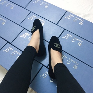 Giày lười nhung chữ X ẢNH THẬT