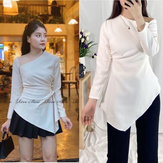 ÁO SƠ MI LỆCH VAI VẠT CHÉO