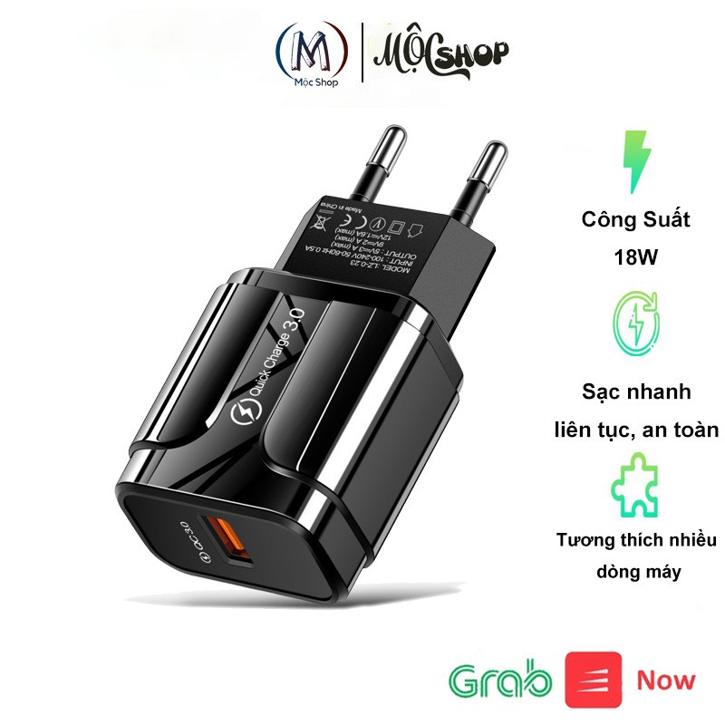 Cốc sạc nhanh QC 3.0 18W cho Iphone Samsung Xiaomi - Củ sạc nhanh QT