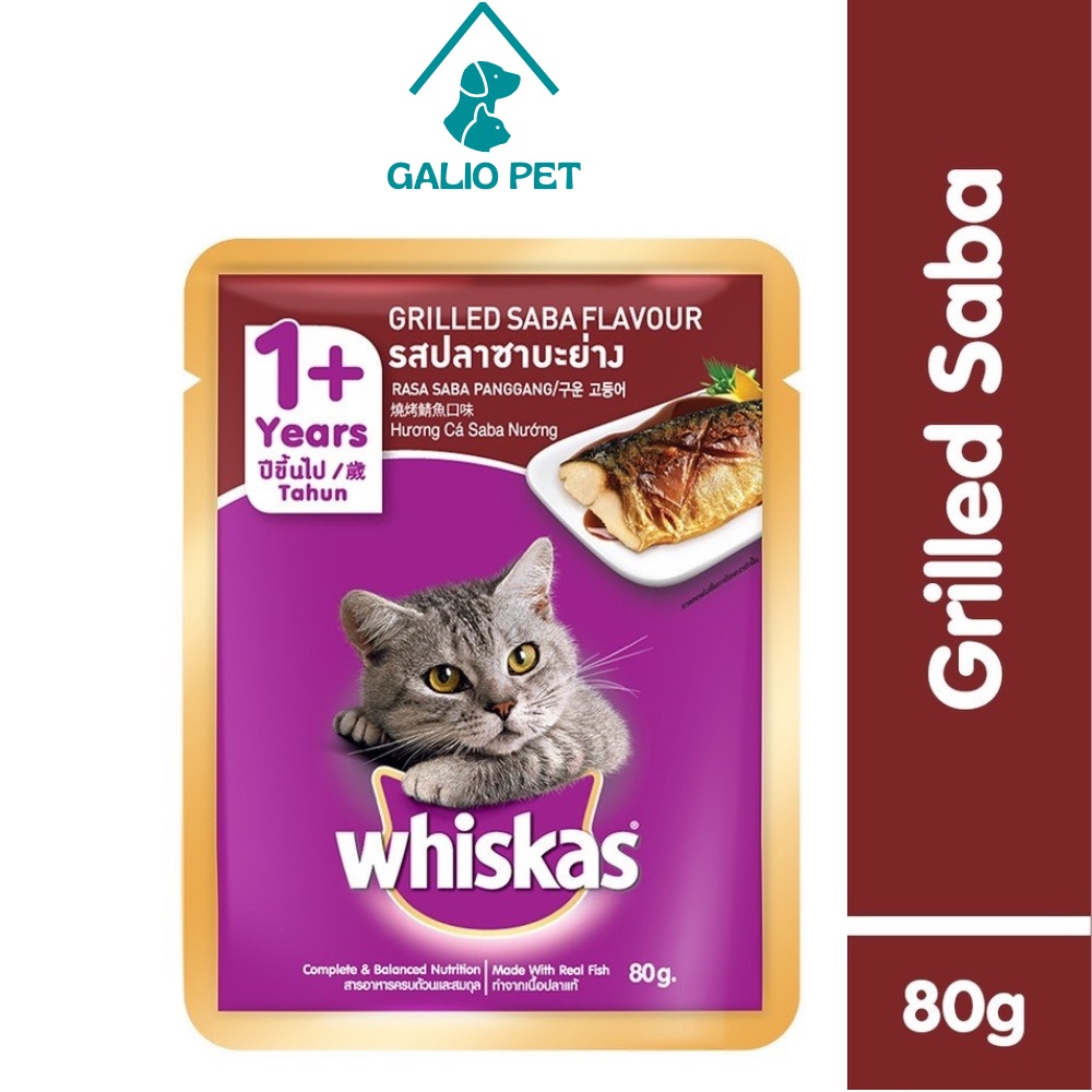 Pate WHISKAS® cho Mèo Lớn vị Saba túi 80g