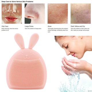 (Hàng Mới Về) Dụng Cụ Rửa Mặt Silicone Hình Tai Thỏ