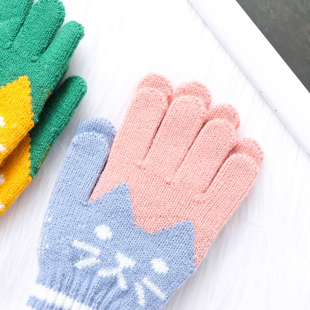 Găng tay len cashmere dày giữ ấm mùa đông dễ thương cho bé MIHAN1 4-10 tuổi