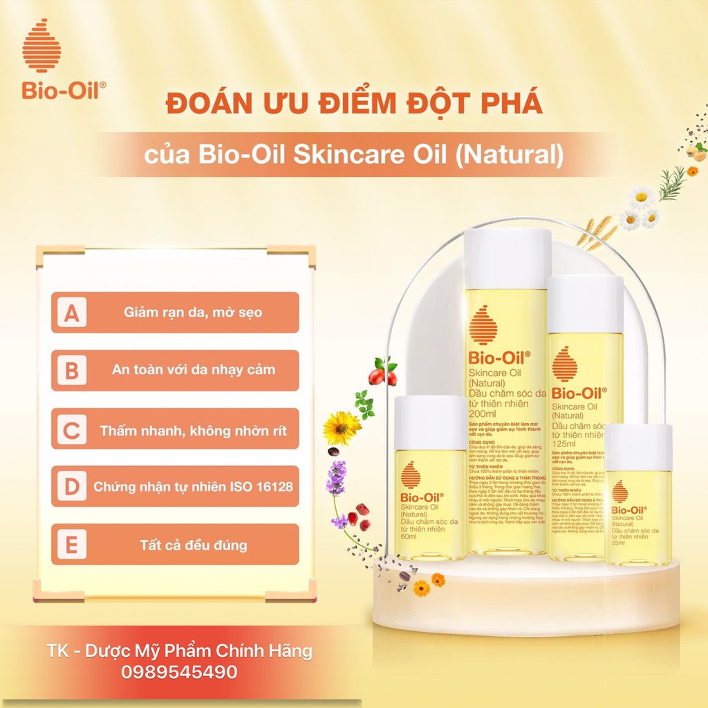 BIO OIL SKINCARE OIL NATURAL Dầu Chăm Sóc Da Từ Thiên Nhiên