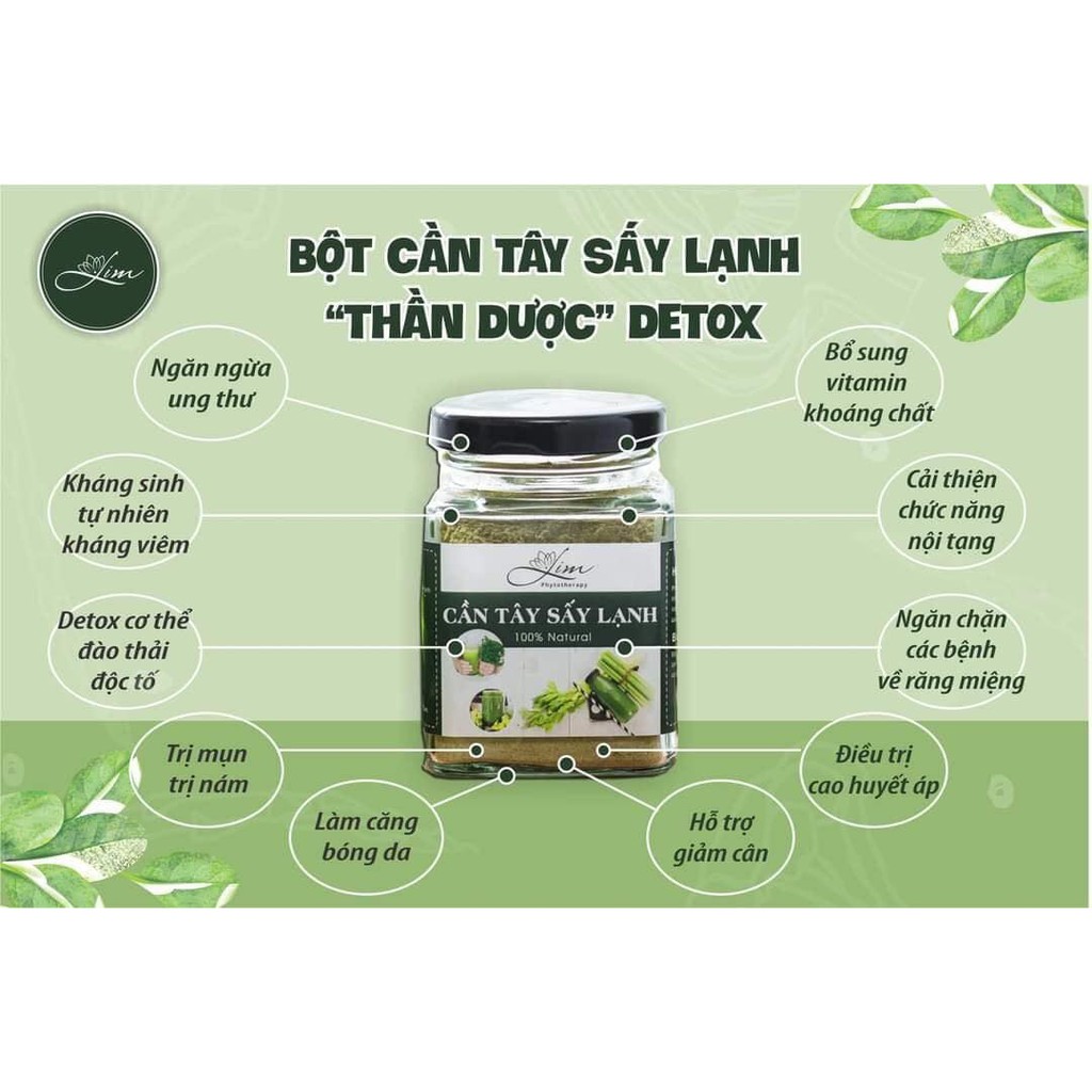 Bột cần tây sấy lạnh nguyên chất công nghệ Nhật - Nữ hoàng của các loại detox - Giảm béo, sáng da, hết mụn