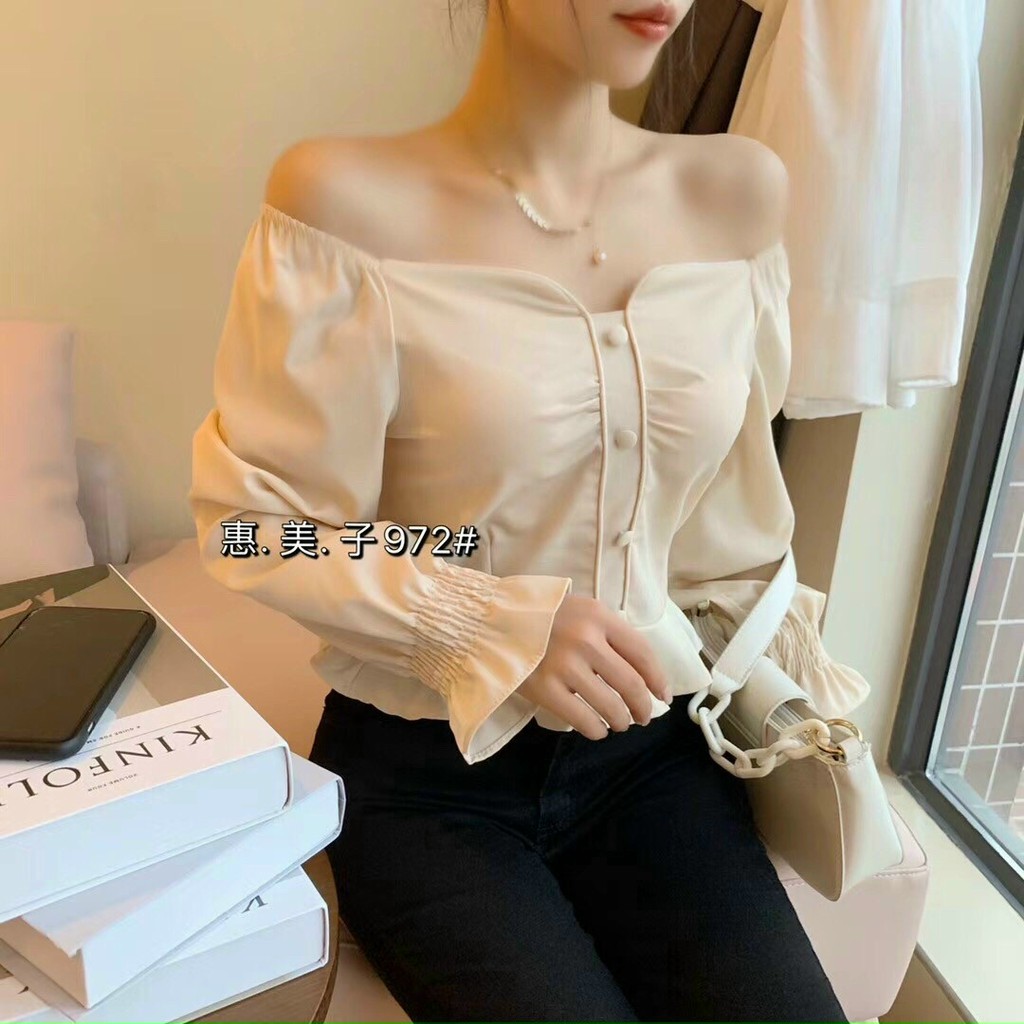 Áo  Croptop Dài Tay Cổ Vuông  Bèo |Sơ mi nữ Công Sở Cổ Vuông - Hàng Quảng Châu Thiết Kế | BigBuy360 - bigbuy360.vn