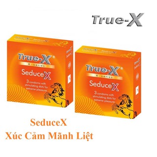 Bộ 2 hộp Bao cao su chấm nổi toàn thân True-x SEDUCE X siêu gai hộp 3c