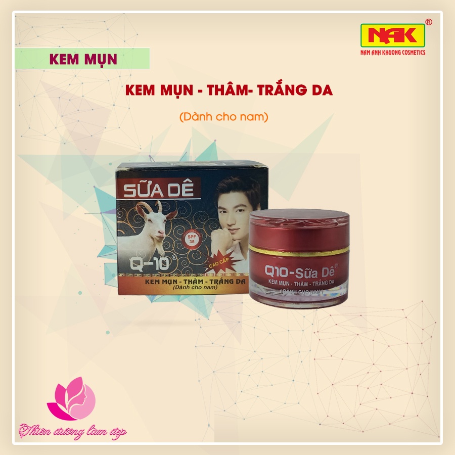 Mỹ phẩm dành cho nam kem mụn xóa thâm trắng da Q-10 SỮA DÊ 12g