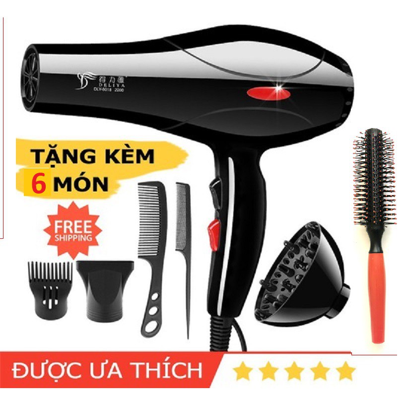 Máy sấy tóc 2 chế độ nhiệt công suất 2200W - Tặng kèm 6 phụ kiện cần dùng cho làm tóc