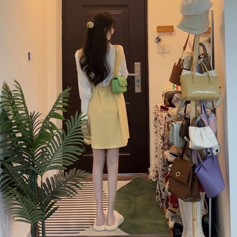 Set Áo Sơ Mi + Đầm Yếm Thiết Kế Mới Thời Trang Dành Cho Nữ